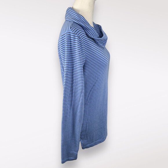 Lands’ End Blue Striped Cowl Neck Pullover Long Sleeve Shirt XS - Picture 6 of 8
